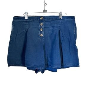 American Eagle Womens Sz XL Blue High Rise Pull On Shorts Elastic Waist Cotton